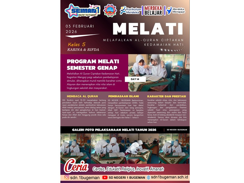 PROGRAM MELATI (Melafalkan Al-Quran Ciptakan Kedamaian Hati) Semester Genap Tahun Pelajaran 2025/2026